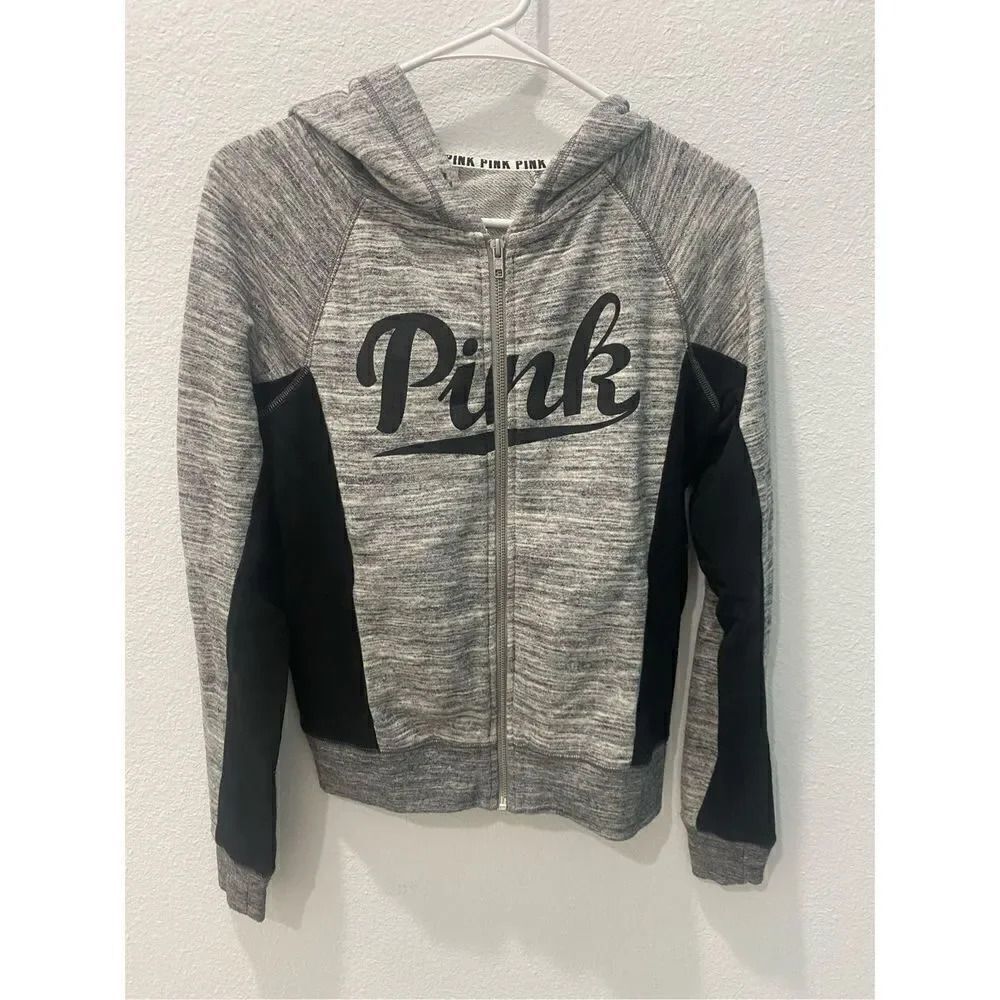 PINK Victoria’s Secret Gray Zip Up Hoodie Size Xs